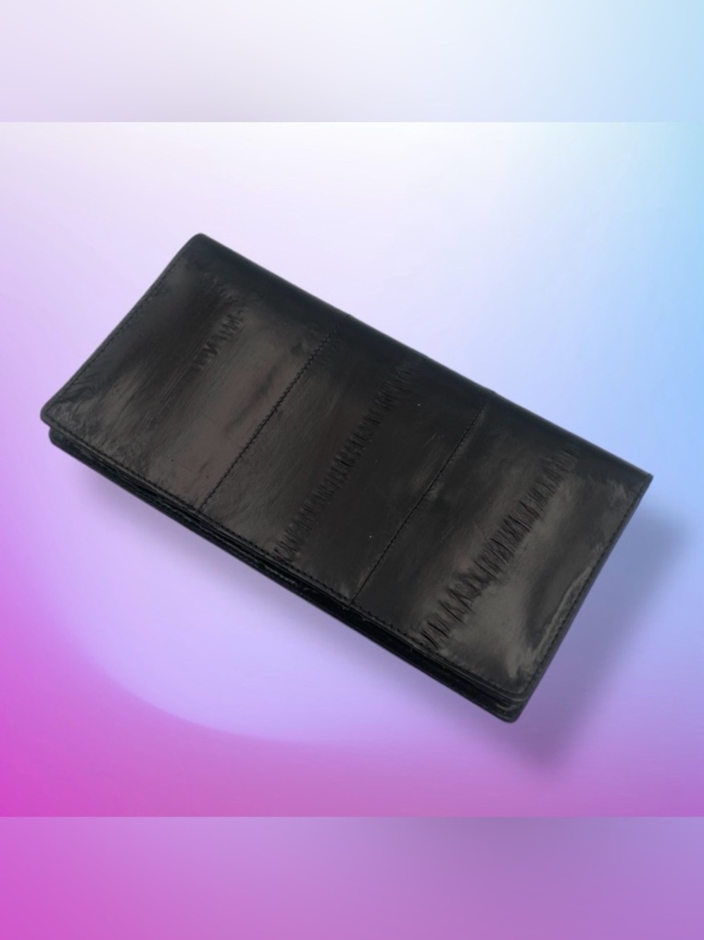 Black / Deep Purple - 100% Eel Skin Wallet